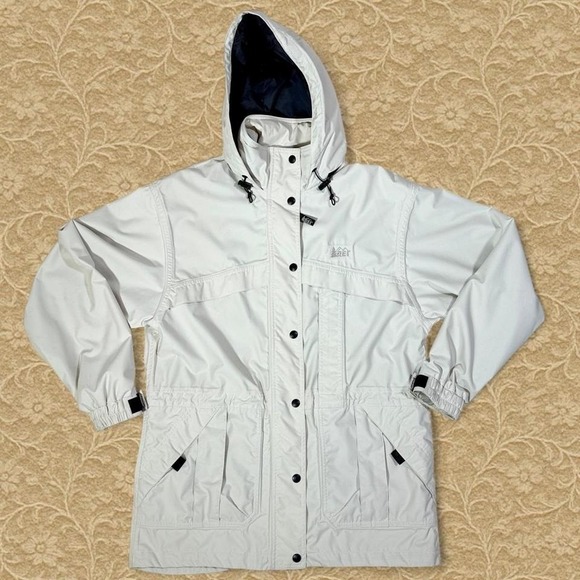 Vintage REI Elements Waterproof Shell Jacket – Women's M – Cream - Picture 1 of 8
